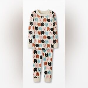 Hanna Andersson Long Johns Cotton Cat Print Kids Pajamas Size 8
